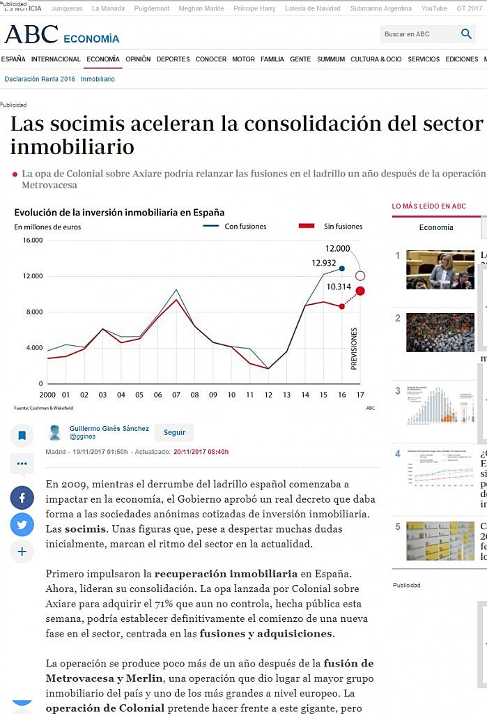 Las socimis aceleran la consolidacin del sector inmobiliario